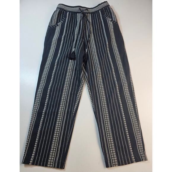 Anthropologie patch pocket ankle crop pants drawstring waist boho comfort small - Picture 1 of 11